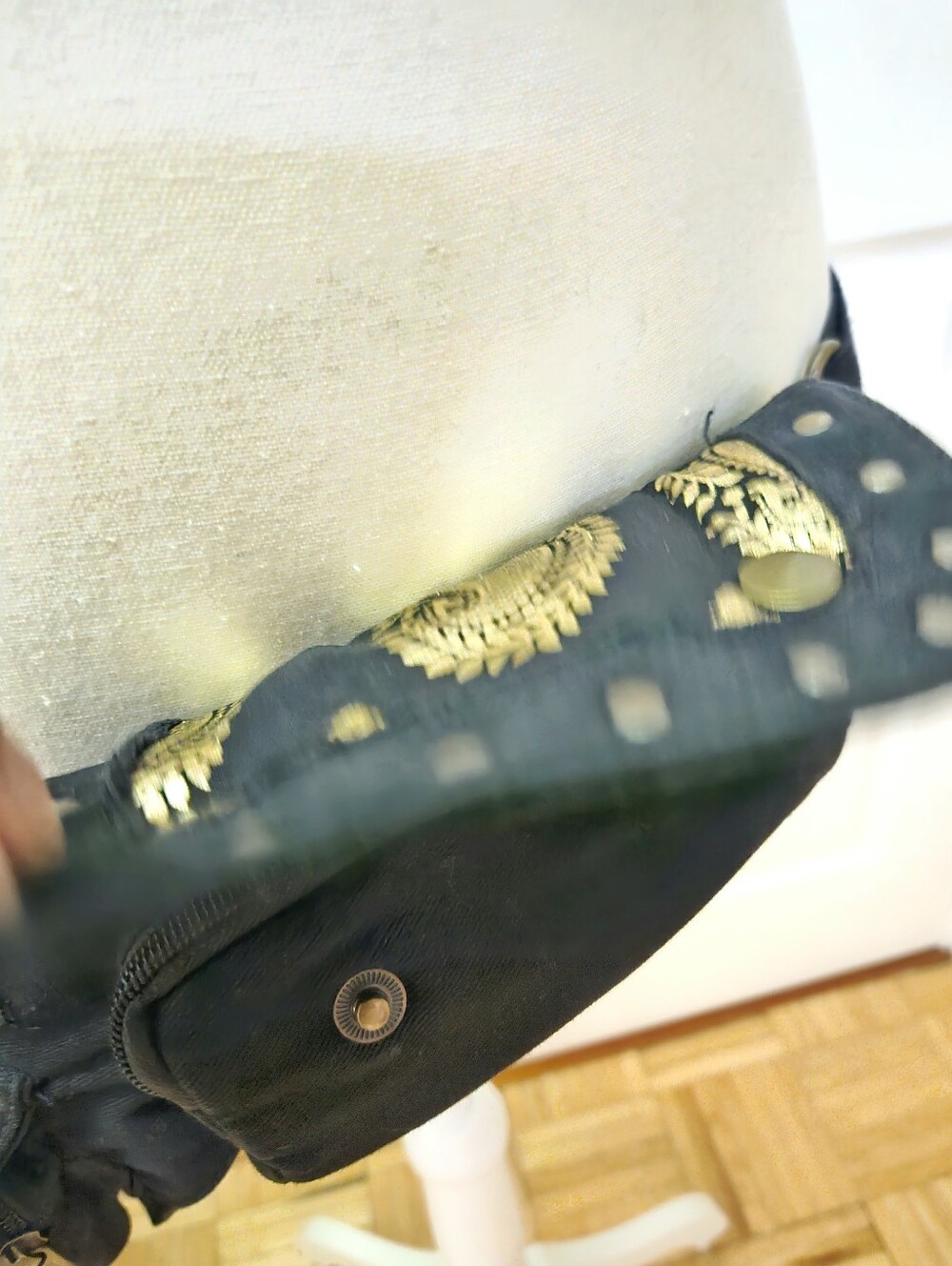 Perfect Artist Made UK Black Gold Paisley Canvas Boho Trance Festival Bag Belt - Picture 2 of 14